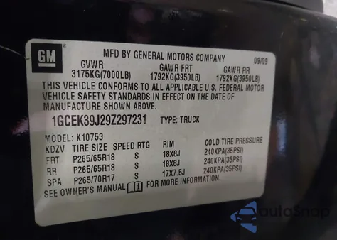 2009 Chevrolet Silverado 1500 Ltz z USA, uszkodzony, nr VIN 1GCEK39J29Z297231